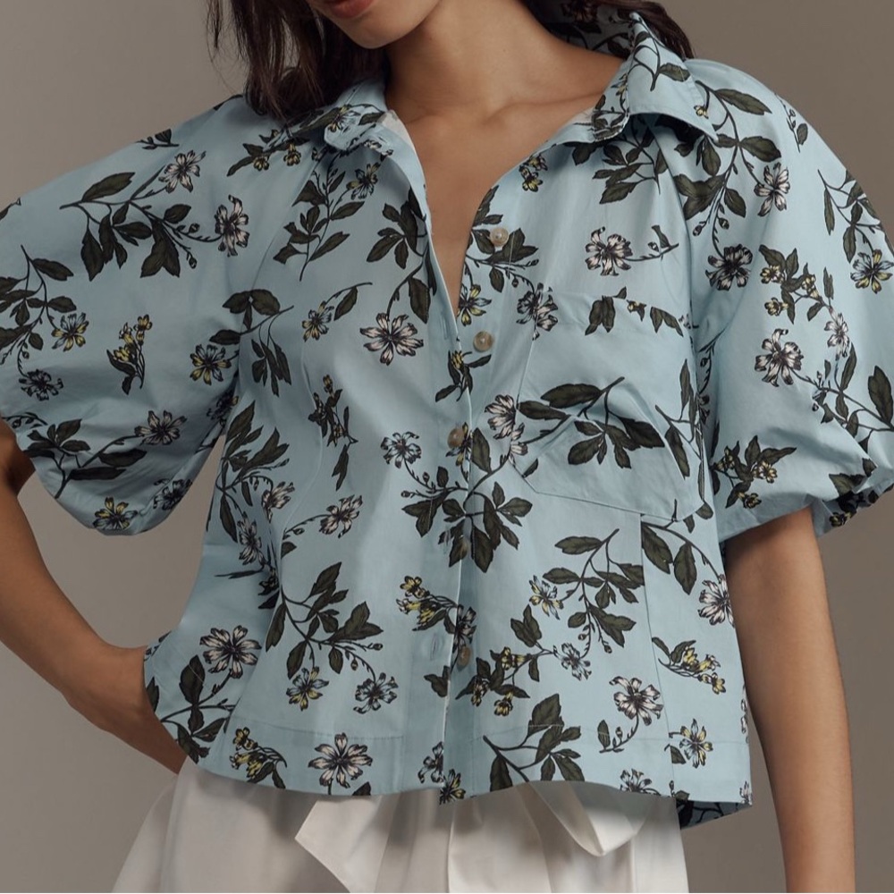 Anthropologie Zooey Bubble-Sleeve Blouse